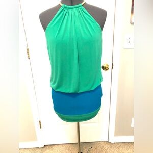 Laundry Green/Blue halter mini dress 8 42